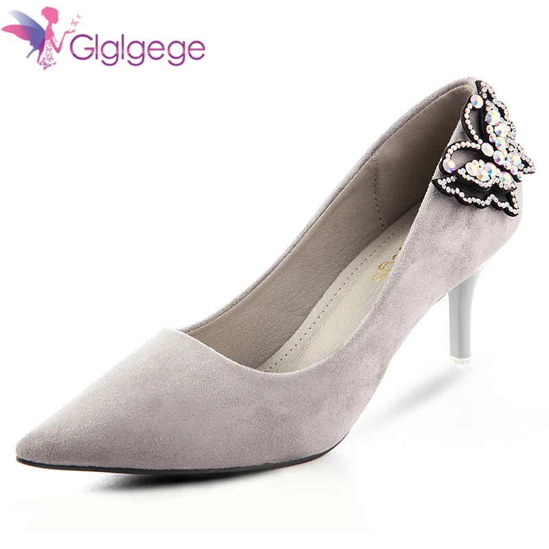 

Glglgege Animal Picture 7CM Women Sexy Pointed Toe High heels Bling diamond Wedding shoes Lady Party pumps Large Size 41 shoes