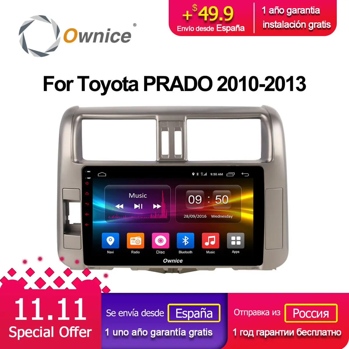 

Ownice C500+ G10 Octa Core Android 8.1 Car Radio player navigation FOR TOYOTA PRADO 2010 2011 2012 2013 Support DVD 4G LTE