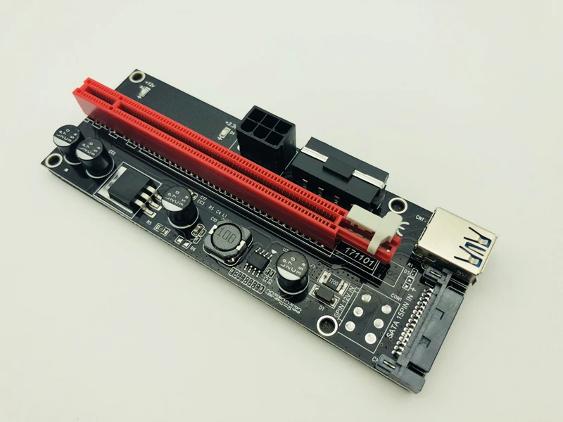 50 шт. Ver009s Riser PCI E Express 1x to 16x Card два светодиодных кабеля USB 3 0 SATA 6pin 4pin molex power для BTC Miner