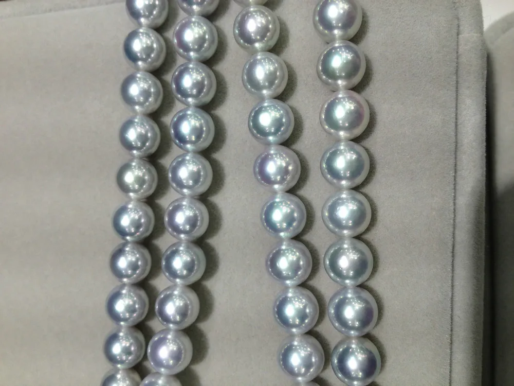 

7-8MM Natural Sea Water Pearl Necklace Japan Akoya Pearl Necklace Grey Top Quality Super Luster Perfect Round Women Jewerly