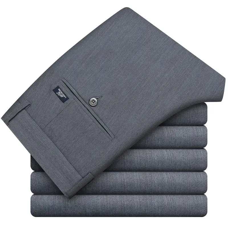 Laoyeche известный бренд мужские брюки хлопок Бизнес брюки стрейч мужские брюки человек длинные прямые 3 цвета размера плюс брюки костюм 42 44 - Цвет: Темно-серый