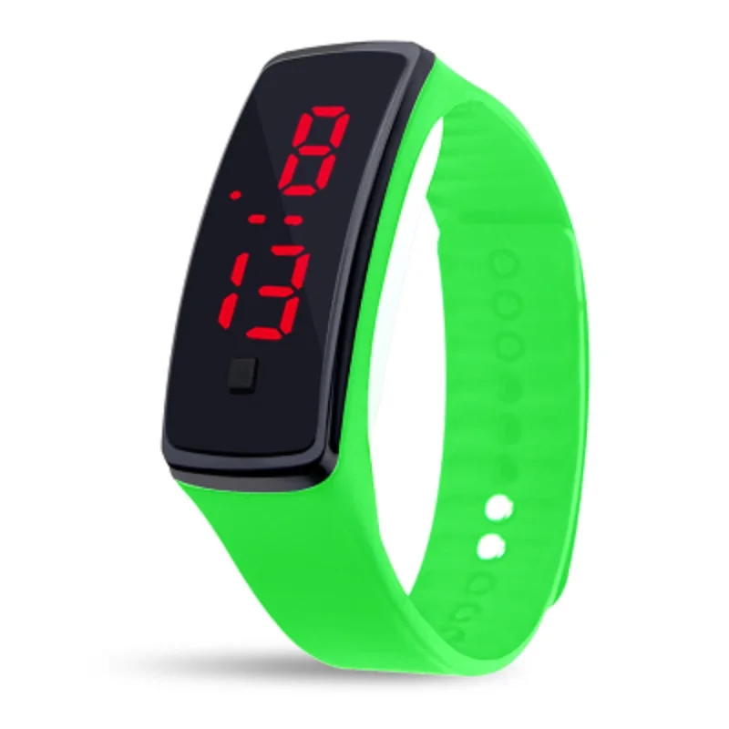Модные мужские и женские повседневные спортивные часы-браслет, светодиодный электронный цифровой карамельный цвет, Резиновые наручные часы для детей, orolog - Цвет: green
