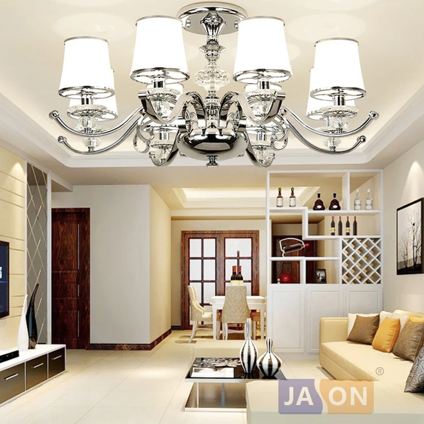 

led e14 Postmodern Iron Crystal Glass Chrome LED Lamp.LED Light.Ceiling Lights.LED Ceiling Light.Ceiling Lamp For Foyer Bedroom