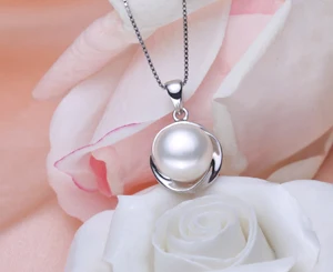 UMODE, 925 пробы Серебряное ожерелье с подвеской для женщин, ожерелье с натуральным жемчугом, ювелирное изделие, Colgantes Mujer Moda Cadenas de Plata AN0001 - Окраска металла: White Pearl