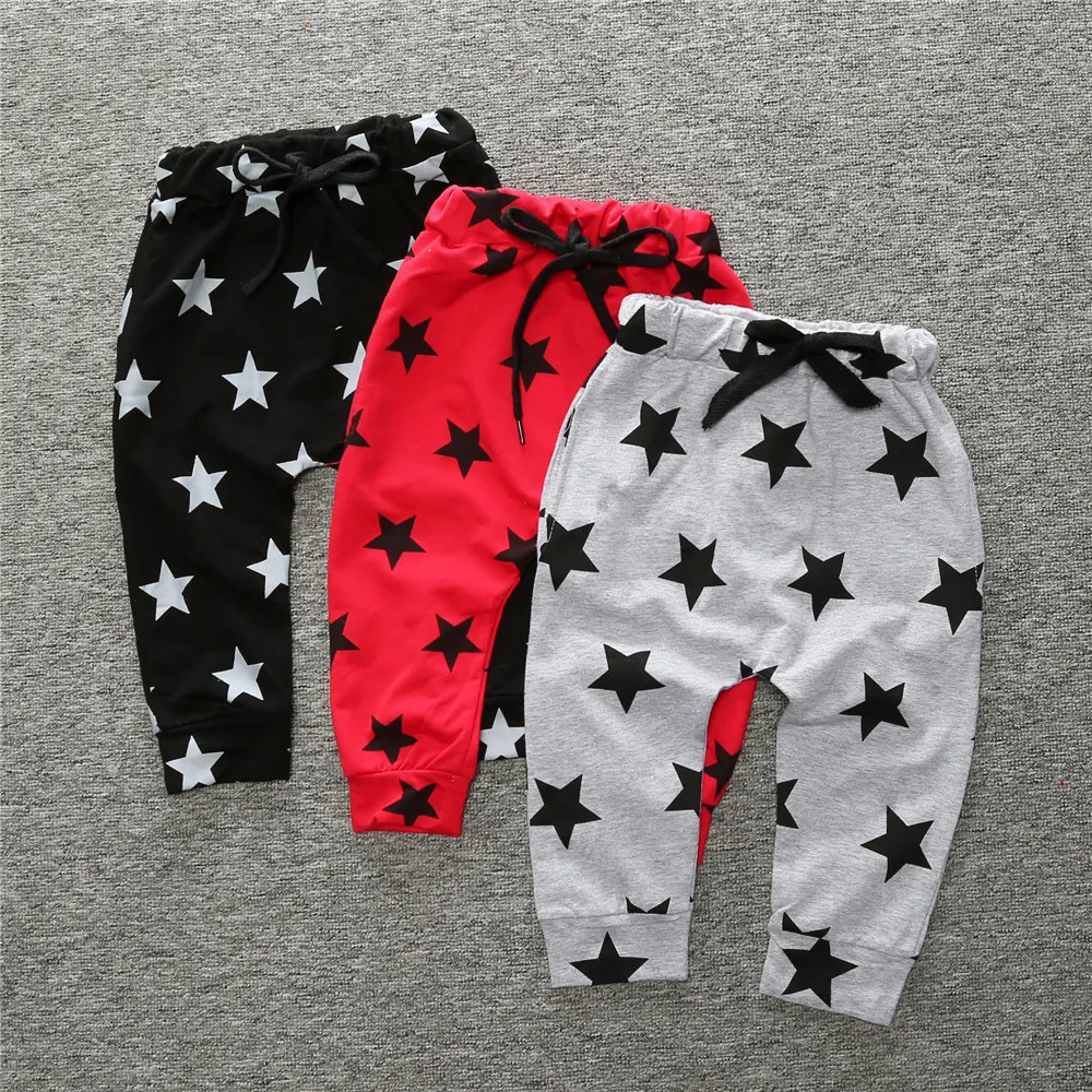 Модная детская одежда со звездами, штаны-шаровары для мальчиков и девочек