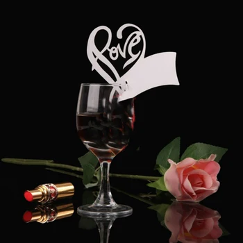 

10 Colos 50pcs Laser Cut Love Table Mark Wine Glass Name Place Cards Gift Card Wedding Birthday Baby Shower Party Favor Supplies