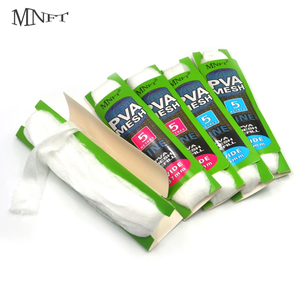 

MNFT 4Pcs Carp Fishing PVA Mesh Reill 25mmX5m 37mmX5m Economy Card Package Refill Stocking for Hook Bait Feeder Boillie Rigging