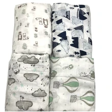 Buy 100% Bamboo Fiber Muslin Blanket Print Floral Baby Bedding Bath Towels Blankets Newborn For Babies Swaddle Wrap Bath Towel Free Shipping