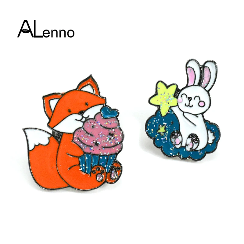 Aliexpress.com : Buy Cute Anime Sequins Enamel Fox Bunny ...