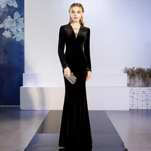 Полу-Длина Полный ручной чехлы для телефонов с портретом секс-звезды для выпускного бархатные Длинные рукава вечернее платье коктейльное платье(Утягивающее облегающее платье) для ночных развлечений представительское платье