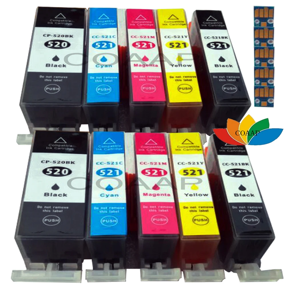 10 совместимых чернильных картриджей CANON PGI 520 CLI 521 для PIXMA MP540 MP545 MP550 MP620 MP630 MP640 MP628