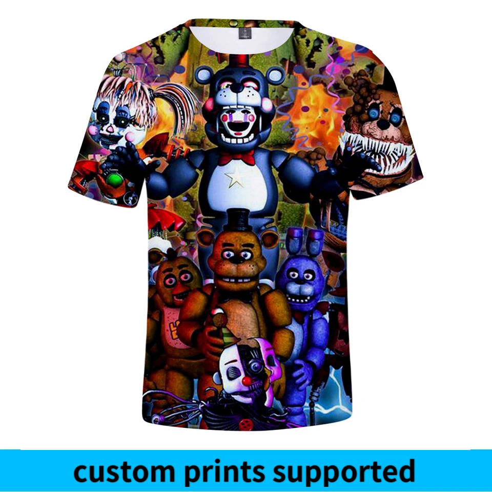 Five Nights at Freddy/футболка с 3D принтом для женщин, мужчин и детей, модные летние футболки с короткими рукавами, повседневная одежда на заказ