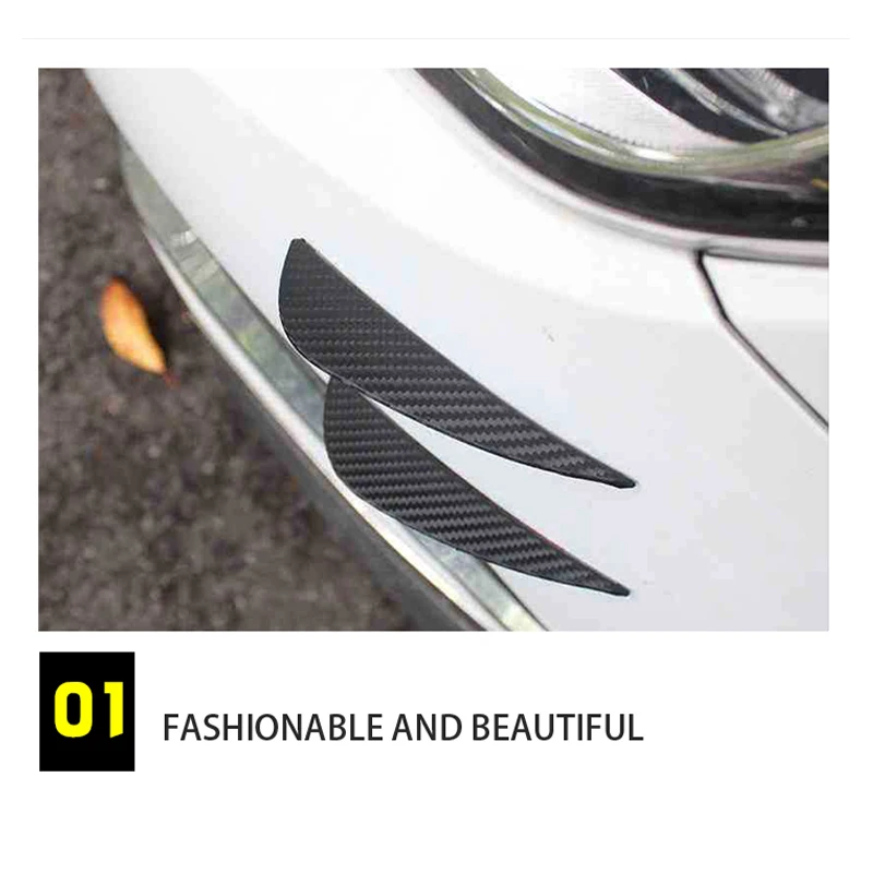 Car Front Bumper Lip Protector Rubber Rear Diffuser Car Spoiler Universal Carbon Fiber Splitter Protection Stickers Guard 4PCS
