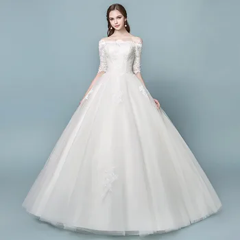 

Holievery Half Sleeves Lace Appliques Ball Gown Wedding Dresses 2019 Tulle Underskirt Bridal Gowns Trouwjurk