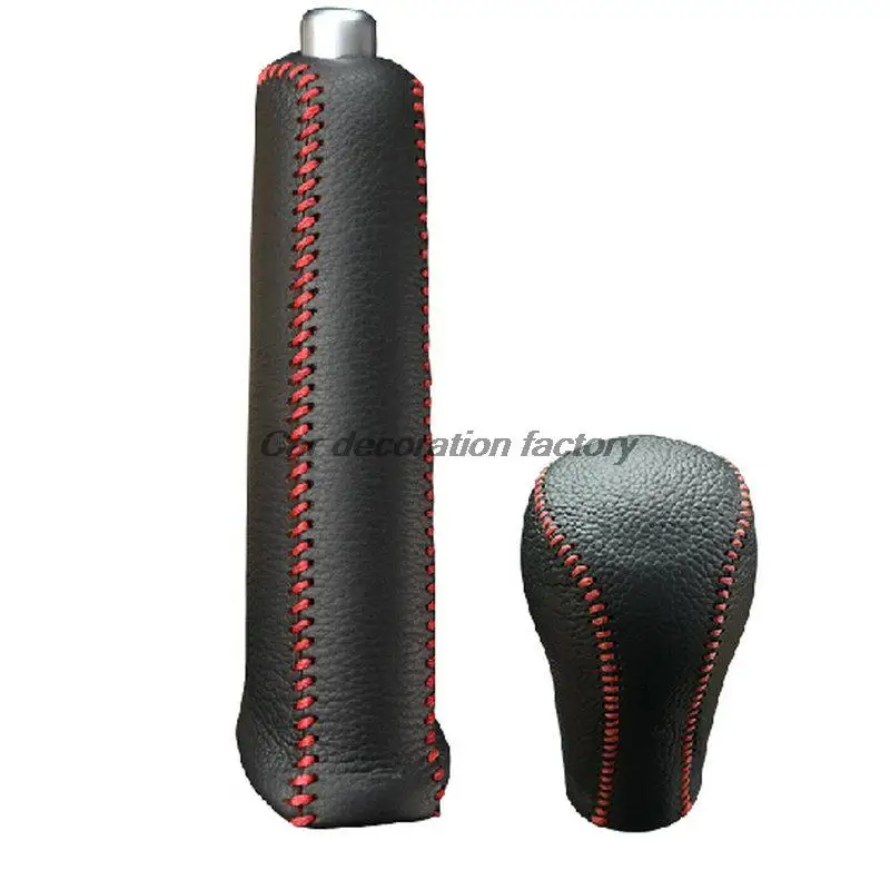 

New car styling genuine leather Hand brake lever decoration +gearbox joystick decoration for Mazda 3 6 Axela atenza