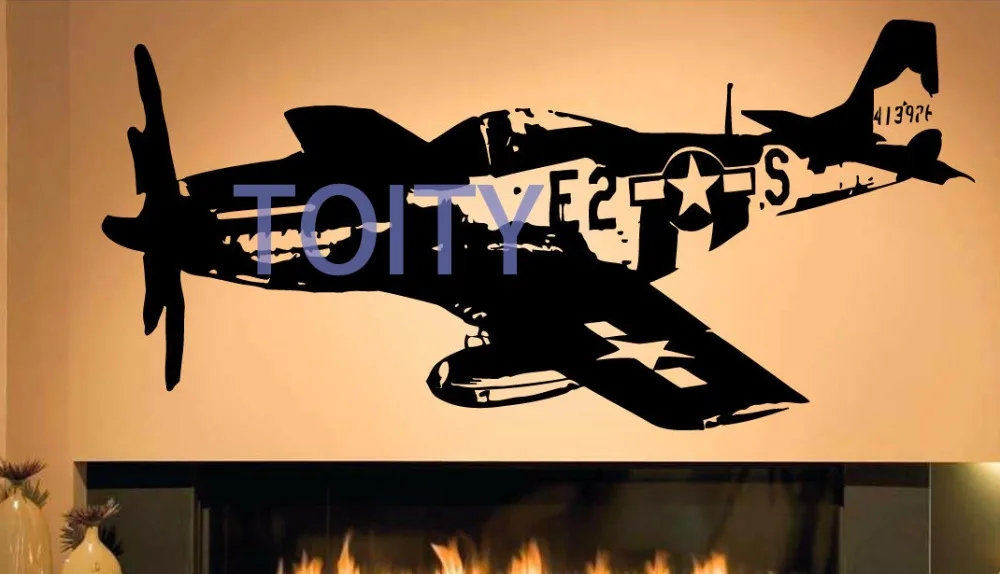 Ww2 Jet Fighter Plane Vinyl Sticker Retro Wall Decal Room Decor Art