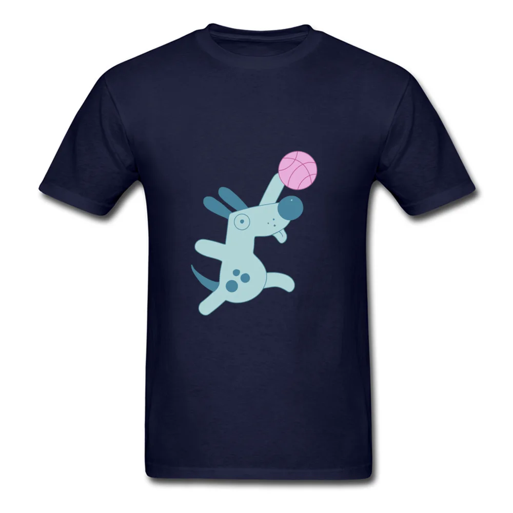 Puppy playing basketball 11098 100% Cotton T-Shirt for Men Short Sleeve Tees Newest NEW YEAR DAY O Neck Tee Shirt Printed Puppy playing basketball 11098 navy