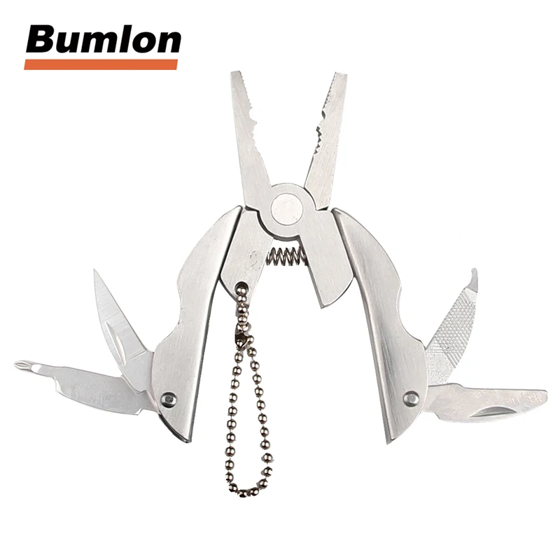 Portable Multifunction Stainless Steel Folding Plier Foldaway Knife Keychain Screwdriver 21-39-1-