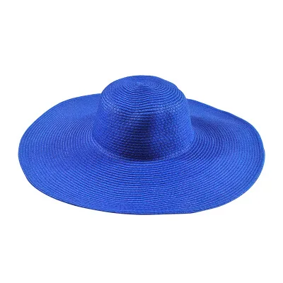 BINGYUANHAOXUAN,! модная летняя Женская Складная широкая широкополая шляпа с кантом пляжная соломенная шляпа от солнца - Цвет: Royal blue