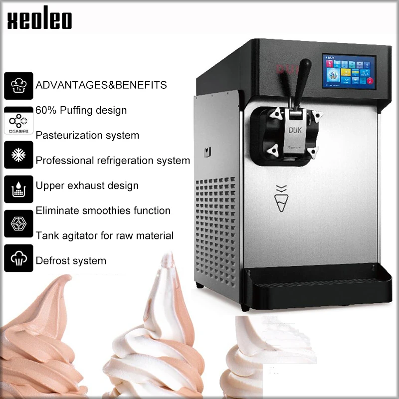 

XEOLEO Single flavor Ice cream maker Single tank 248pcs/H 2500W Soft ice cream machine Night fresh Pasteurization Yogurt machine