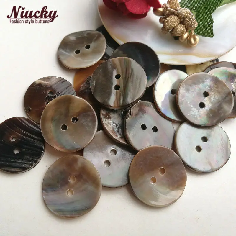 

Niucky 20mm 25/32" Natural Black pearl shell buttons mother of pearl shell coat buttons for sewing or home decoration S0101-029