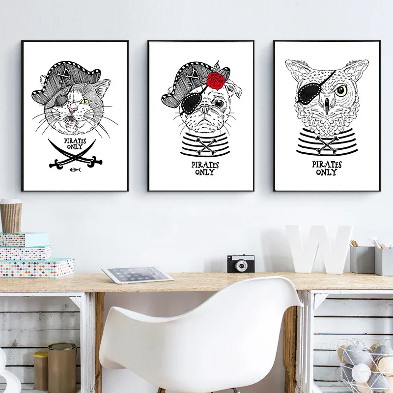 HAOCHU-Scandinavian-Decorative-Living-Room-Unicorn-Weird-Lama-Fluffy-Fox-Flamingo-Kids-Room-Fresh-Cartoon-Art