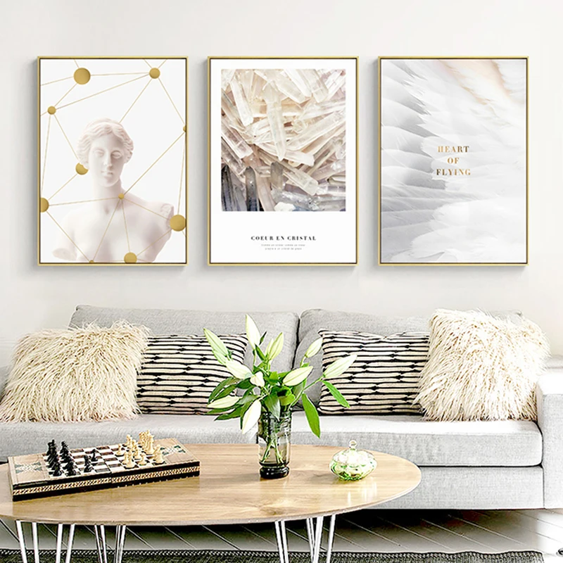 

Modern Canvas Art Posters and Prints Nordic Wall Art Painting Feather Picture Decorative for Living Room Home Decor
