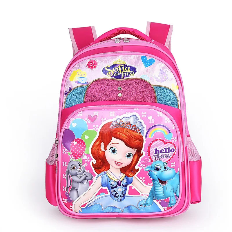 2016 New Orthopedic Breathable Sofia Schoolbag Children Cartoon School Bags For Girls School Backpacks Mochila Infantil