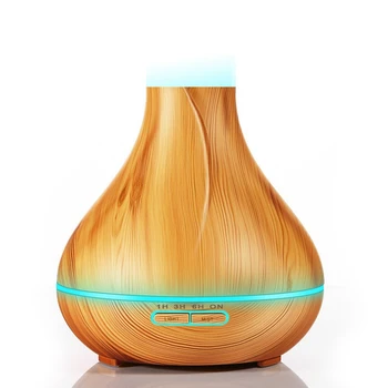 

HOT！-300Ml Aroma Essential Oil Diffuser Ultrasonic Air Humidifier Remote Control With Wood Grain Aromatherapy Diffuser Led Lam