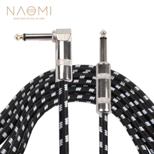 NAOMI Плетеный гитарный кабель 3 м гитарная линия 6,35 мм бас-проводник гитарный эффект Акустический кабель для электроинструментов