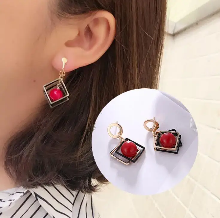 

629 Noble Minimalist Geometric Fresh Personality Earrings Women Rhinestone Brincos Earrings Bijoux Jewelry Gift E5867