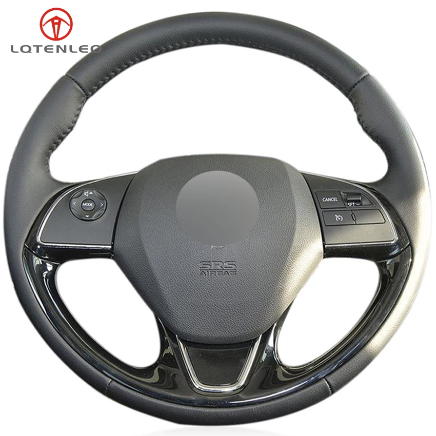 

LQTENLEO Black Artificial Leather DIY Car Steering Wheel Cover For Mitsubishi Outlander ASX 2015-2019 Eclipse Cross 2017 2018