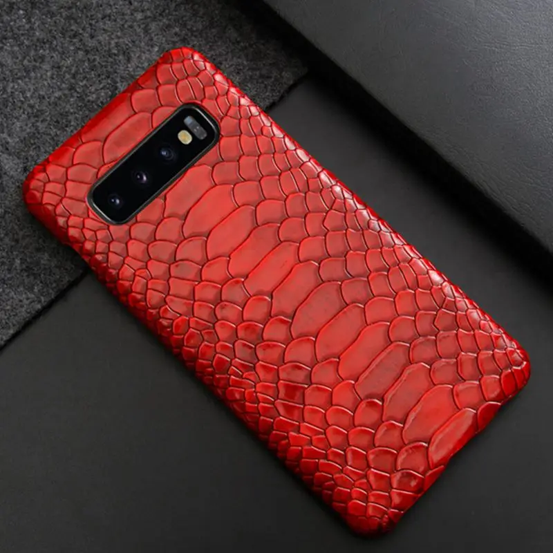 

For Samsung Galaxy s10 s9 plus lite note 9 8 10 pro PU Leather Snake Hard PC Cover For Samsung note10 s10plus s9plus note8 note9