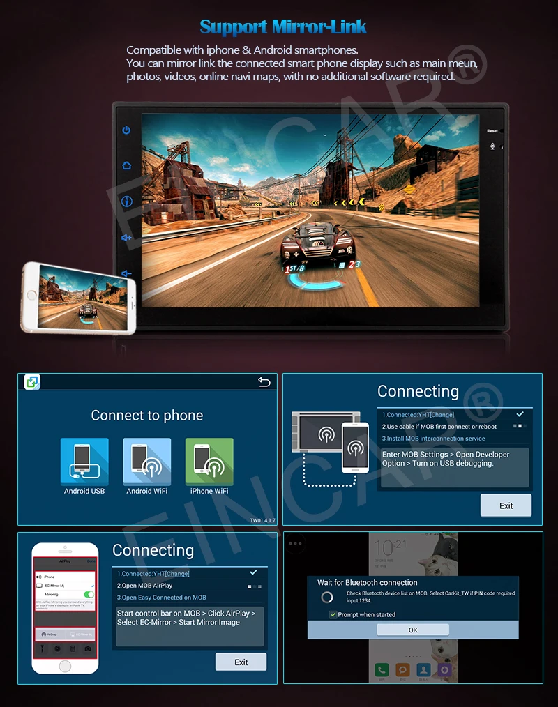  Head Unit GPS Navigation Support Steering Wheel Control/Bluetooth/3G/4G WIFI/FM/AM RDS Radio/OBD2/D