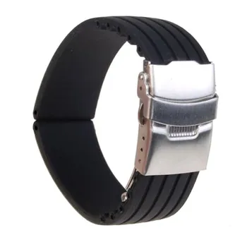 

Newest Fashion 18/ 20/22/24mm Reloj Hombre Silicone Rubber Watch Strap Deployment Buckle Waterproof Band