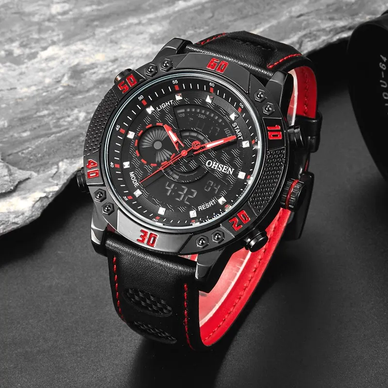 OHSEN Relogio Masculino оригинальные часы De Marca мужские роскошные брендовые кварцевые для