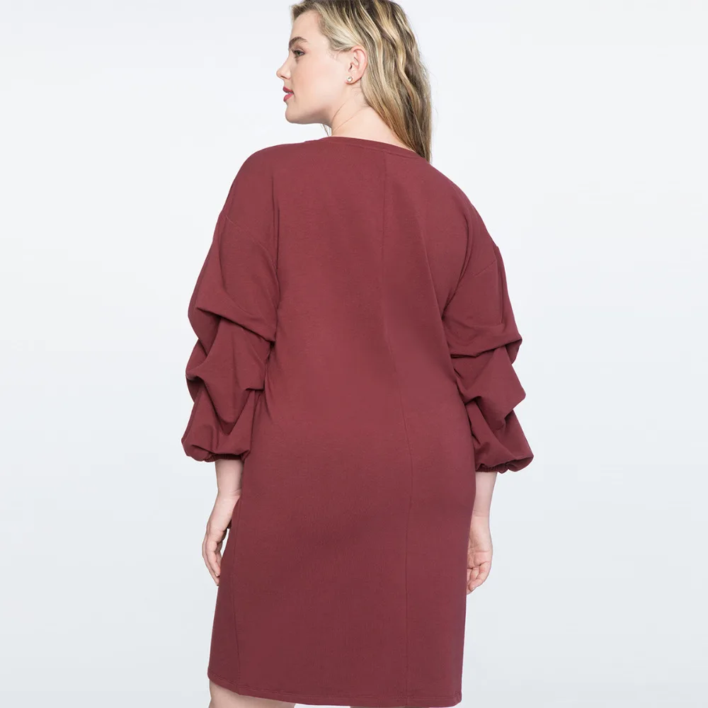 Eileen Elisa Puff Sleeve Dresses Maxi Elegant Women Autumn Fashion Casual Loose Dress Knee Length Plus Size 5xl Eileen Elisa Puff Sleeve Dresses Maxi Elegant Women Autumn Fashion Casual Loose Dress Knee Length Plus Size 5xl