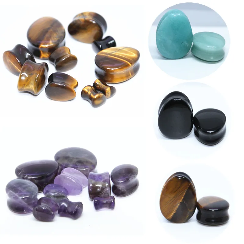

1pairs Stone Teardrop Ear Plugs Tunnel Piercings Plugs Earring Gauges Ear Expanders Body Piercings Jewelry 5-25mm