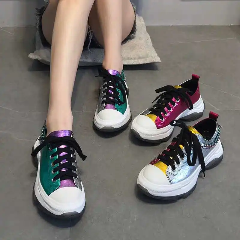 Fashion Sneakers Women Shoes New Women Vulcanize Shoes 2019 Platform Shoes Women Flats Female Chunky Sneakers Walking Shoes