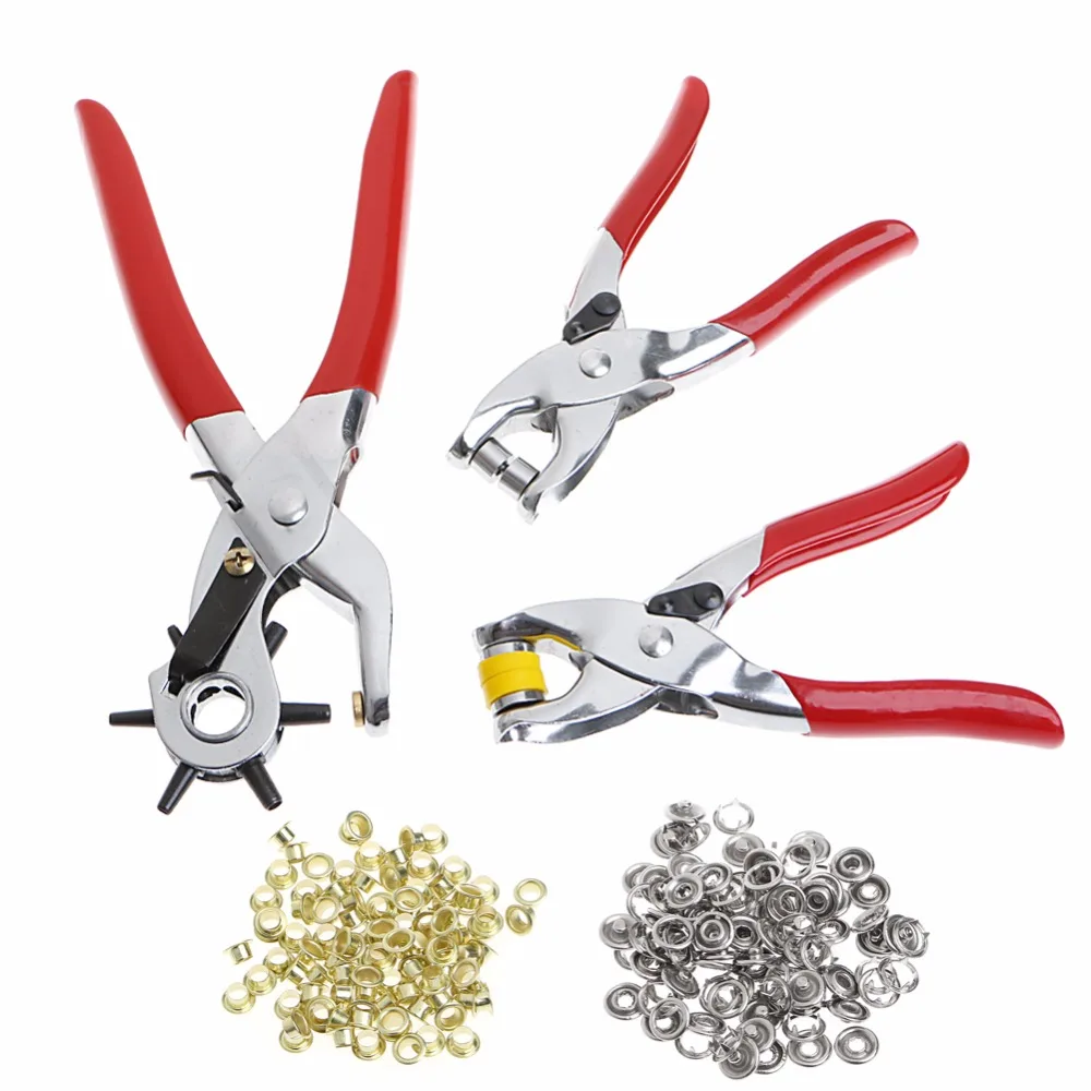 128Pcs/Set Leather Hole Punch Repair Tool Eyelets Grommets + Pliers Kit