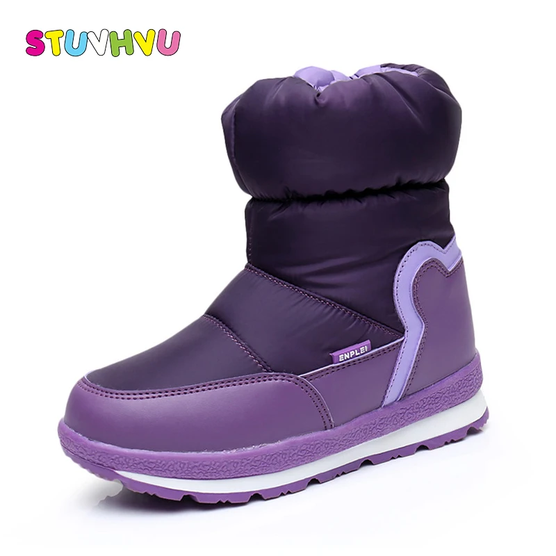 

Children snow boots boys shoes winter fashion in the tube waterproof non-slip plus velvet cold leather girls kids cotton boots