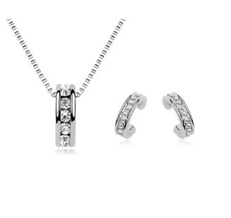 

Austrian Crystal Earrings + Ring Necklace Jewelry Sets Korean Popular Explosion Models for Fate YP1811