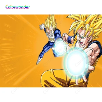 

Japanese Anime Photographic Background Monkey King Fighting With Bad Guy Yellow Birthday Backdrops for Photo Booth Studio Prop