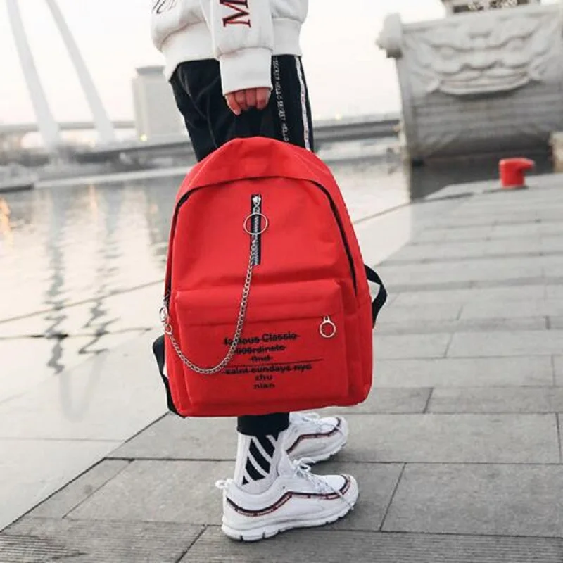 

Woman Backpack Solid Black Red Womens Travel Backpack Canvas Backpack Teenage B Fashion High Quality Schoolbag