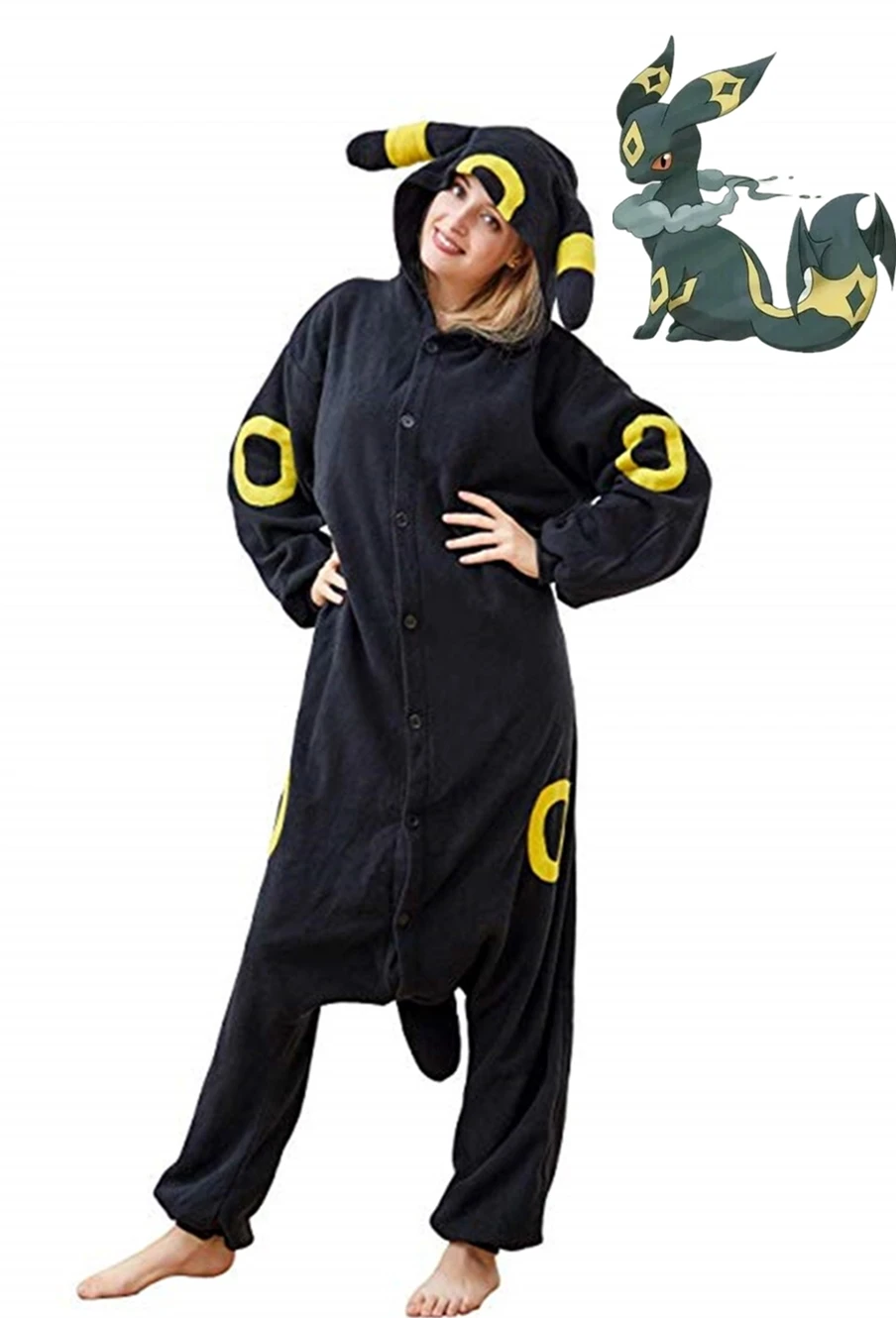 Зимние взрослые аниме покемон пижамы мультфильм Umbreon унисекс фланелевые Onesie с