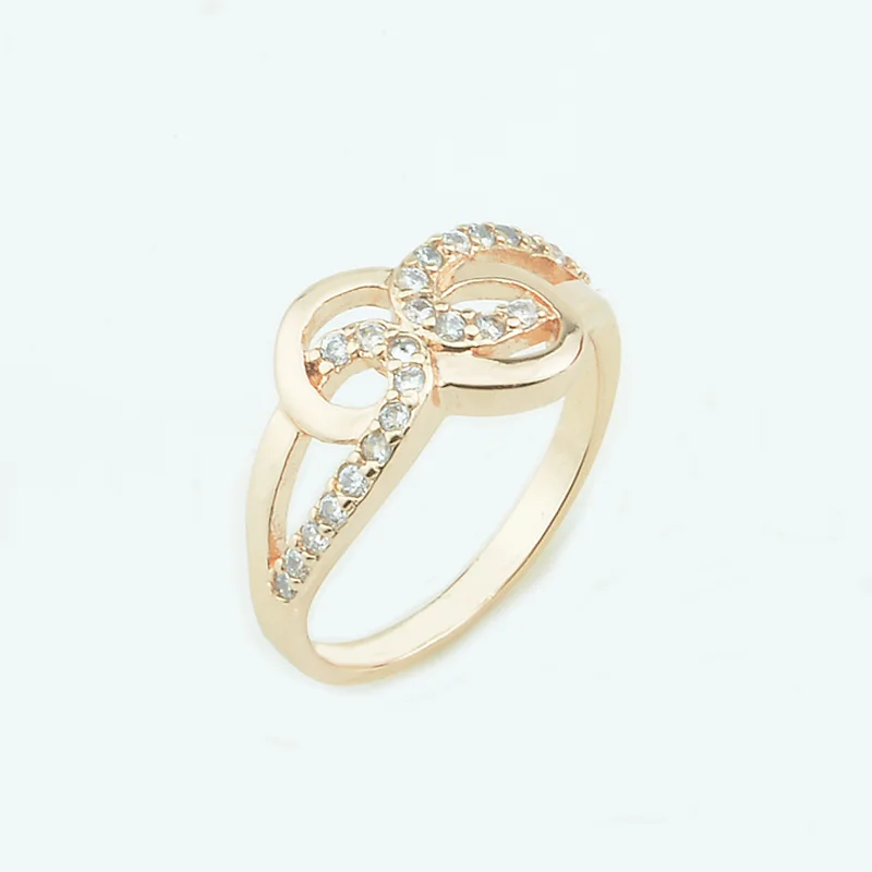 

FJ Women Weaving Crystal Shaped 585 Rose Gold Color Party Rings Cubic Zircon Rings