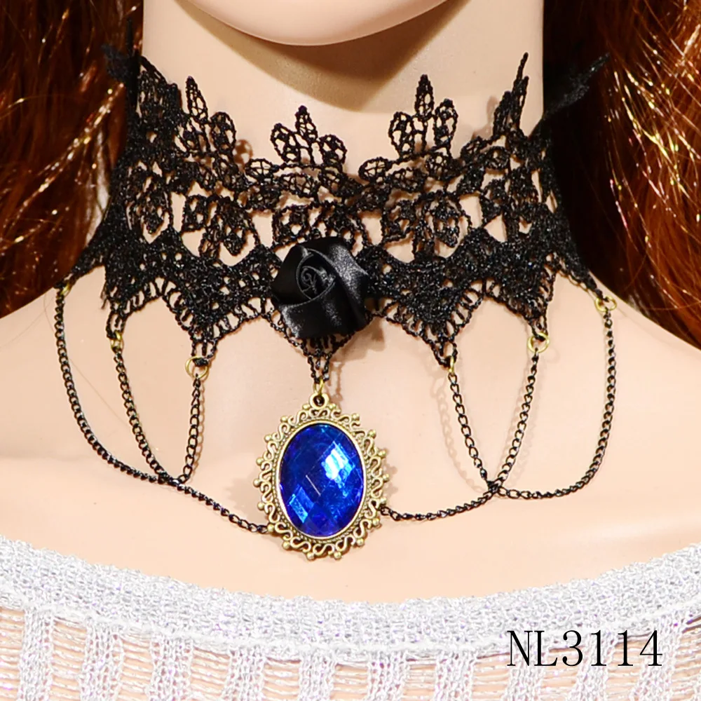 

2019 Gothic Style Elegant Women Vintage Handmade Fashion Lace Necklace