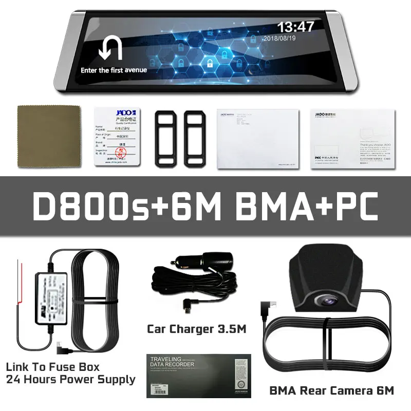 JADO D800s X5 Автомобильный видеорегистратор поток зеркало заднего вида камера LDWS gps