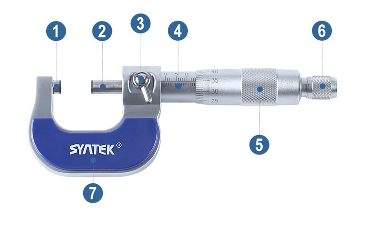 Syntek 0-25 мм наружный микрометр 0,01 мм металлический микрометр Твердосплавный Наконечник микрометрические измерительные инструменты толщиномер метр