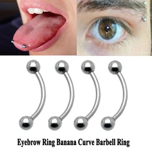 BOG-50PCS quirúrgica curvada de acero anillo de la ceja trago del oído anillos de nariz labio abalorio prisionero Barbells con anillos de la joyería Piercing de 16g